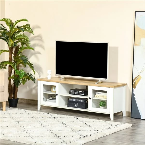 Meuble télé HomCom blanc de 55 po 2 Meuble télé HomCom blanc de 55 po – Image 2