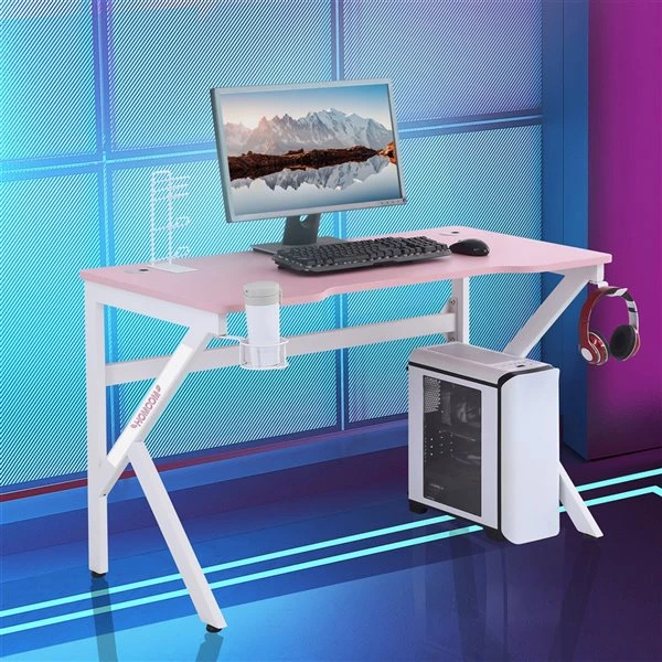 Bureau d'ordinateur HomCom moderne/contemporain rose de 47,25 po 2 Bureau d'ordinateur HomCom moderne/contemporain rose de 47,25 po – Image 2