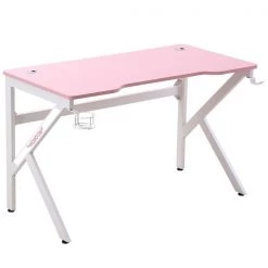 Bureau d'ordinateur HomCom moderne/contemporain rose de 47,25 po