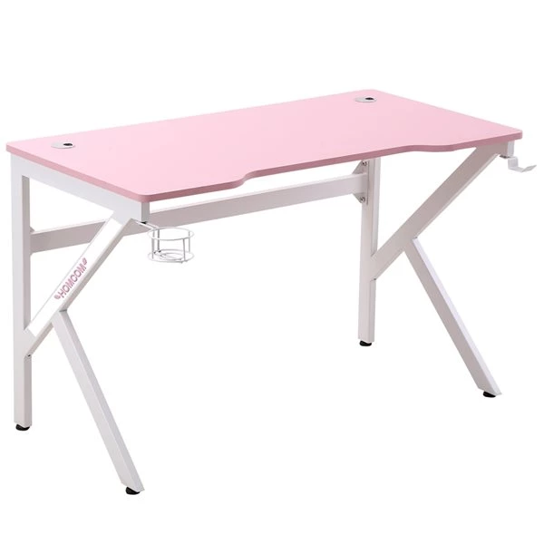 Bureau d'ordinateur HomCom moderne/contemporain rose de 47,25 po 1 Bureau d'ordinateur HomCom moderne/contemporain rose de 47,25 po
