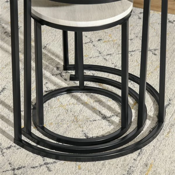 Ensemble de tables gigognes en MDF gris avec cadre en acier par HomCom, 3 pièces 4 Ensemble de tables gigognes en MDF gris avec cadre en acier par HomCom, 3 pièces – Image 4