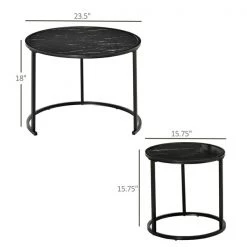 Ensemble de tables gigognes en MDF noir avec cadre en acier par HomCom, 2 pièces -HOMCOM Soldes 2022 330989464 AlternateImage2 l