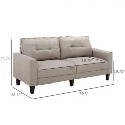 Causeuse de style milieu du siècle par HomCom en polyester beige -HOMCOM Soldes 2022 330992251 AlternateImage2 l