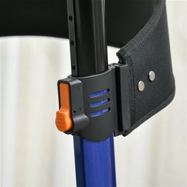 Déambulateur à roulettes pliant en aluminium noir et bleu par HomCom avec dossier de siège 4 Déambulateur à roulettes pliant en aluminium noir et bleu par HomCom avec dossier de siège – Image 4