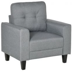 Fauteuil d'appoint moderne par HomCom en mélange de polyester gris