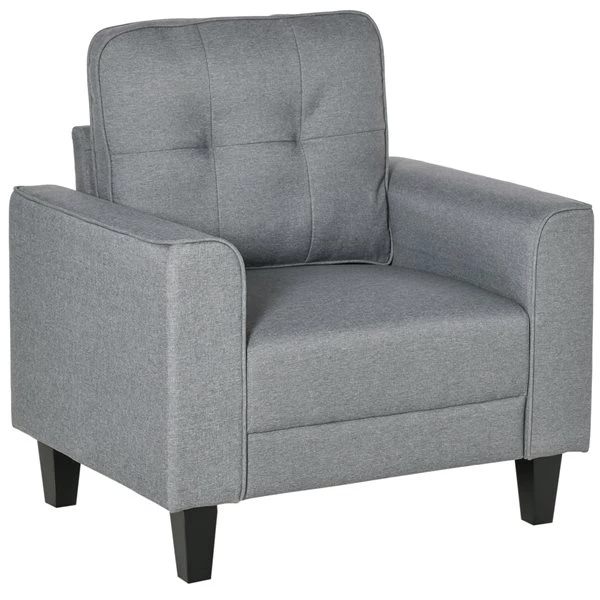 Fauteuil d'appoint moderne par HomCom en mélange de polyester gris 1 Fauteuil d'appoint moderne par HomCom en mélange de polyester gris