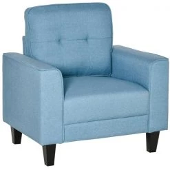 Fauteuil d'appoint moderne par HomCom en mélange de polyester bleu clair