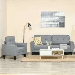 Causeuse de style milieu du siècle par HomCom en polyester gris -HOMCOM Soldes 2022 330992292 AlternateImage3 l