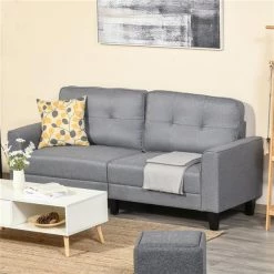 Causeuse de style milieu du siècle par HomCom en polyester gris -HOMCOM Soldes 2022 330992292 AlternateImage4 l