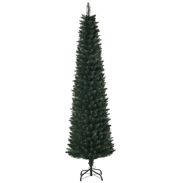 Sapin de Noël artificiel vert mince sur pied par HomCom de 6 pi 1 Sapin de Noël artificiel vert mince sur pied par HomCom de 6 pi