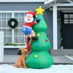 Arbre de Noël gonflable avec père Noël et chien par HomCom de 6 pi avec lumière interne -HOMCOM Soldes 2022 331003128 AlternateImage3 l