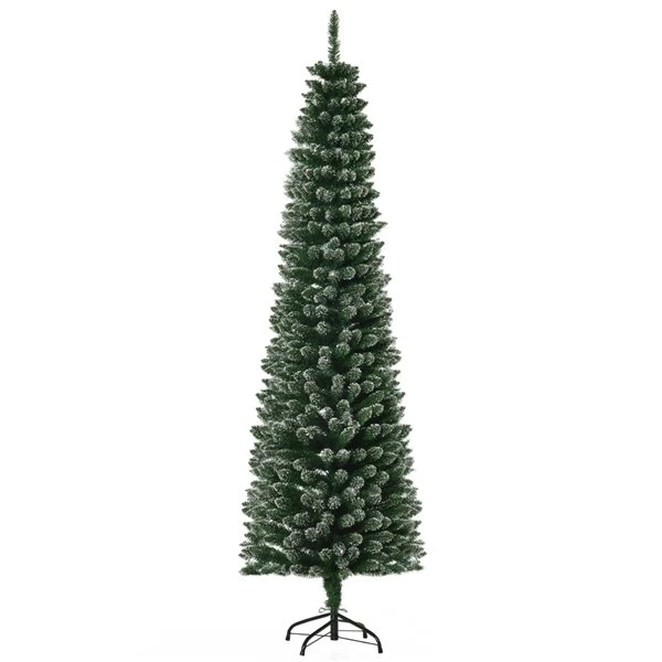 Sapin de Noël artificiel vert mince sur pied par HomCom de 6,5 pi 1 Sapin de Noël artificiel vert mince sur pied par HomCom de 6,5 pi