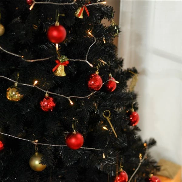 Sapin de Noël artificiel noir charnu sur pied par HomCom de 7 pi 4 Sapin de Noël artificiel noir charnu sur pied par HomCom de 7 pi – Image 4