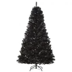 Sapin de Noël artificiel noir charnu sur pied par HomCom de 7 pi