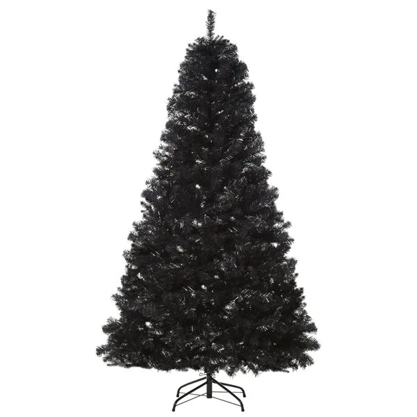 Sapin de Noël artificiel noir charnu sur pied par HomCom de 7 pi 1 Sapin de Noël artificiel noir charnu sur pied par HomCom de 7 pi