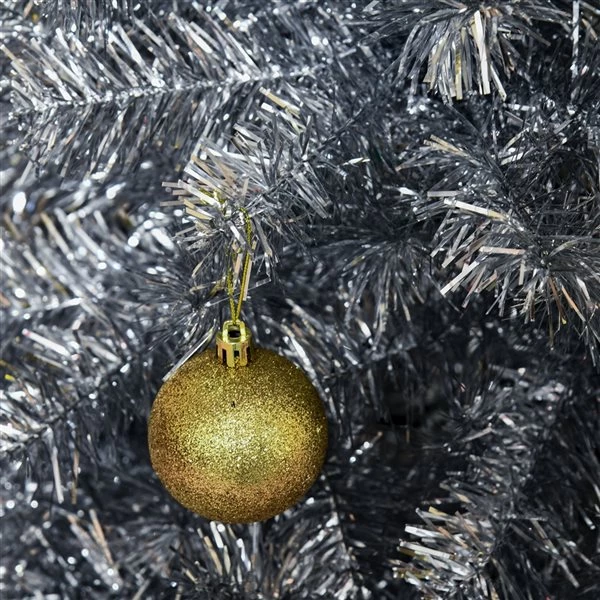 Sapin de Noël artificiel argent mince sur pied par HomCom de 7 pi 4 Sapin de Noël artificiel argent mince sur pied par HomCom de 7 pi – Image 4