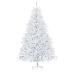Sapin de Noël artificiel blanc charnu sur pied par HomCom de 7 pi