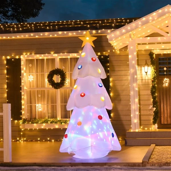 Arbre de Noël blanc gonflable par HomCom de 8 pi avec lumière interne 2 Arbre de Noël blanc gonflable par HomCom de 8 pi avec lumière interne – Image 2