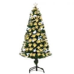 Sapin de Noël artificiel vert charnu sur pied par HomCom de 4 pi avec 130 lumières