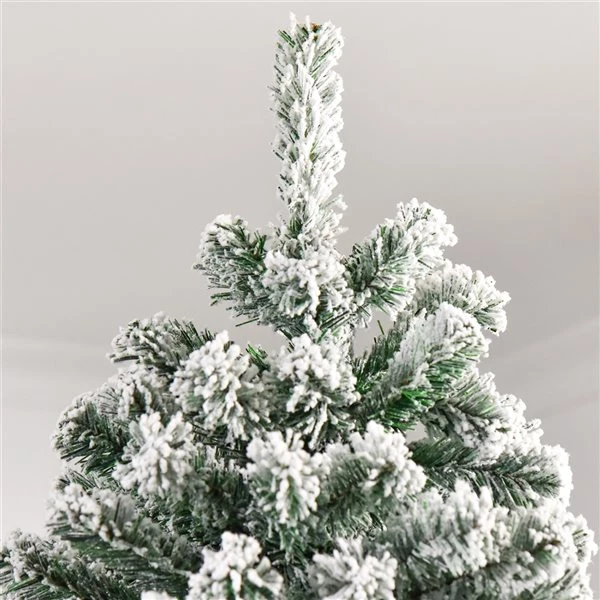 Sapin de Noël artificiel vert charnu et floqué sur pied par HomCom de 7,5 pi 4 Sapin de Noël artificiel vert charnu et floqué sur pied par HomCom de 7,5 pi – Image 4
