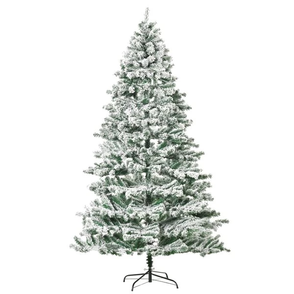 Sapin de Noël artificiel vert charnu et floqué sur pied par HomCom de 7,5 pi 1 Sapin de Noël artificiel vert charnu et floqué sur pied par HomCom de 7,5 pi