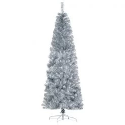 Sapin de Noël artificiel argent charnu sur pied par HomCom de 6 pi