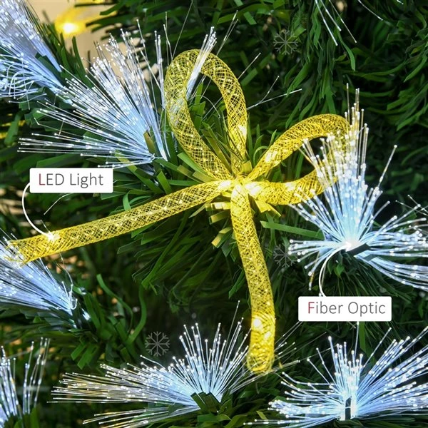 Sapin de Noël artificiel vert charnu sur pied par HomCom de 6 pi avec 210 lumières à DEL blanches 3 Sapin de Noël artificiel vert charnu sur pied par HomCom de 6 pi avec 210 lumières à DEL blanches – Image 3