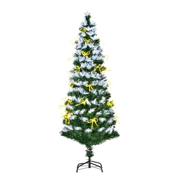 Sapin de Noël artificiel vert charnu sur pied par HomCom de 6 pi avec 210 lumières à DEL blanches 1 Sapin de Noël artificiel vert charnu sur pied par HomCom de 6 pi avec 210 lumières à DEL blanches