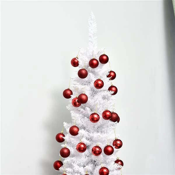 Sapin de Noël artificiel blanc mince sur pied par HomCom de 6 pi 3 Sapin de Noël artificiel blanc mince sur pied par HomCom de 6 pi – Image 3