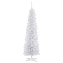 Sapin de Noël artificiel blanc mince sur pied par HomCom de 6 pi