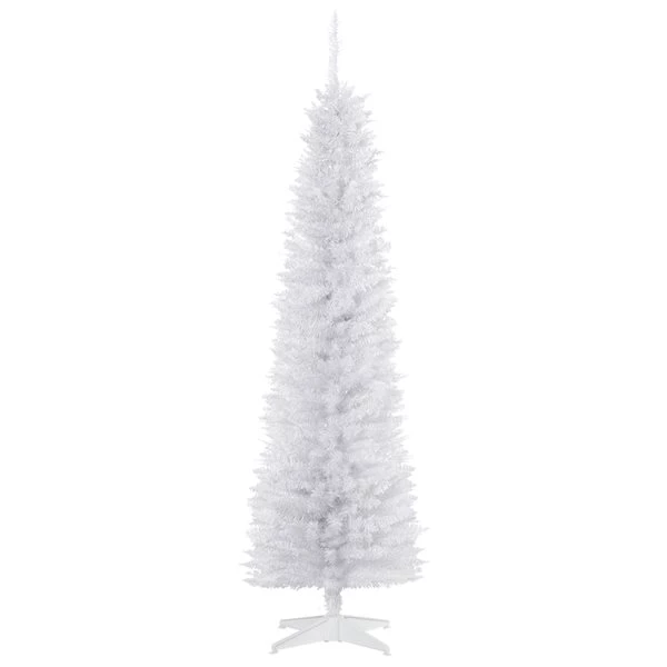 Sapin de Noël artificiel blanc mince sur pied par HomCom de 6 pi 1 Sapin de Noël artificiel blanc mince sur pied par HomCom de 6 pi
