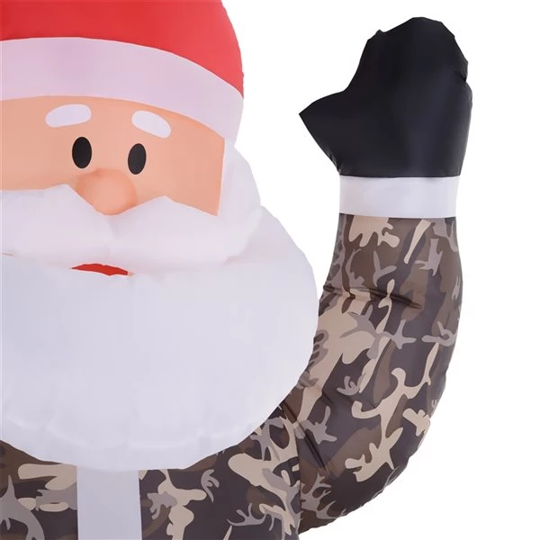 Père Noël en tenue de camouflage gonflable par HomCom de 8 pi avec lumière interne 3 Père Noël en tenue de camouflage gonflable par HomCom de 8 pi avec lumière interne – Image 3