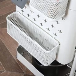 Chariot de cuisine HomCom avec base en acier blanc et dessus en bois composite (12.75-in x 20.5-in x 40.25-in) -HOMCOM Soldes 2022 331014295 AlternateImage3 l