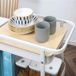 Chariot de cuisine HomCom avec base en acier blanc et dessus en bois composite (12.75-in x 20.5-in x 40.25-in) -HOMCOM Soldes 2022 331014295 AlternateImage4 l