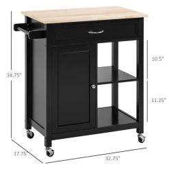 Chariot de cuisine HomCom avec base en composite noir et dessus en bois composite (17.75-in x 32.75-in x 34.75-in) 7 Chariot de cuisine HomCom avec base en composite noir et dessus en bois composite (17.75-in x 32.75-in x 34.75-in) -HOMCOM Soldes 2022 331014330 AlternateImage2 l