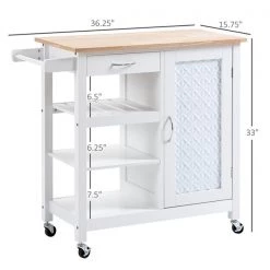 Chariot de cuisine HomCom avec base en composite blanc et dessus en bois composite (15.75-in x 36.25-in x 33-in) 7 Chariot de cuisine HomCom avec base en composite blanc et dessus en bois composite (15.75-in x 36.25-in x 33-in) -HOMCOM Soldes 2022 331014331 AlternateImage2 l