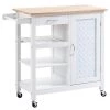 Chariot de cuisine HomCom avec base en composite blanc et dessus en bois composite (15.75-in x 36.25-in x 33-in)