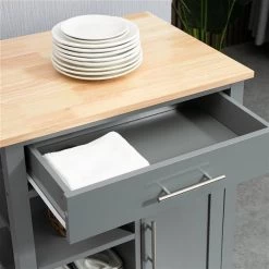 Chariot de cuisine HomCom avec base en composite gris et dessus en bois composite (19-in x 27.25-in x 35-in) 9 Chariot de cuisine HomCom avec base en composite gris et dessus en bois composite (19-in x 27.25-in x 35-in) -HOMCOM Soldes 2022 331014343 AlternateImage4 l