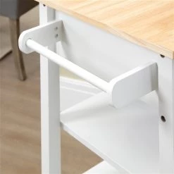 Chariot de cuisine HomCom avec base en composite blanc et dessus en bois composite (19-in x 27.25-in x 35-in) -HOMCOM Soldes 2022 331014361 AlternateImage3 l